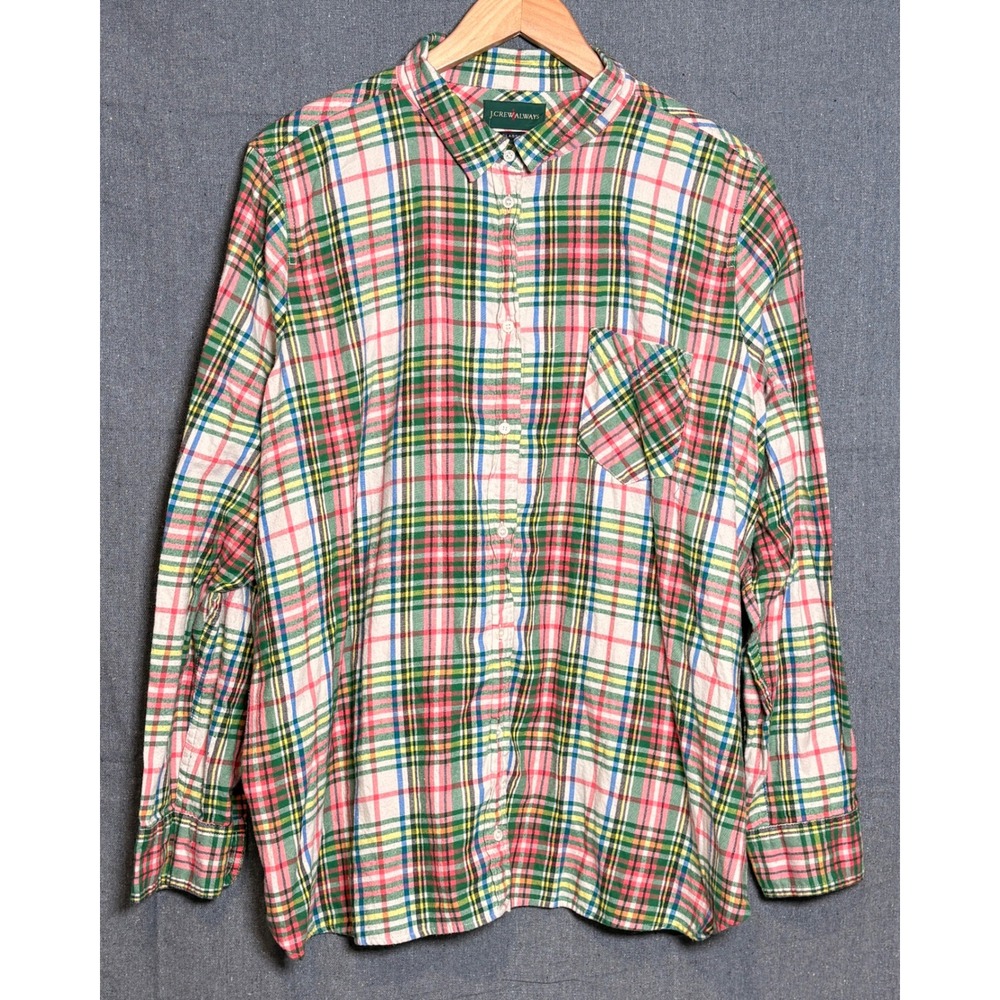 J.Crew Always Classic Plaid Flannel Shirt Womens 24 Multi-Color Cotton K3742
